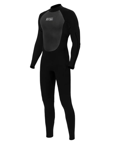 KMT Traje de neopreno para hombre, de 3/2 mm, con cremallera trasera, para surf, buceo, esnórquel, natación