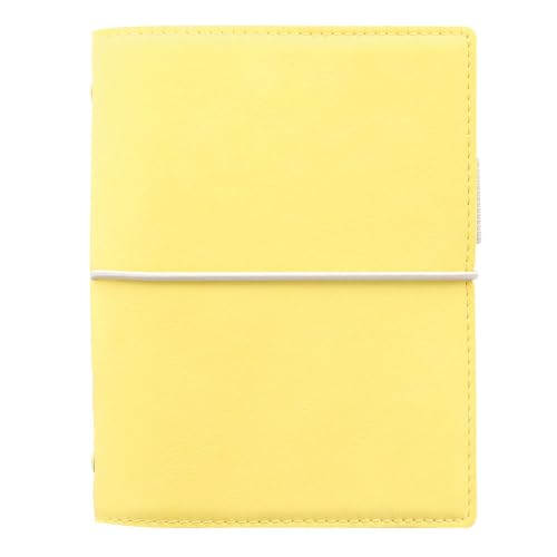 Filofax Domino Soft Organizer, Pocket Size, Lemon -Smooth, Leather-Look, Grain Effect, Tactile, Six Rings, Week-to-View Calendar Diary, Multilingual, 2025 (C022610-25)