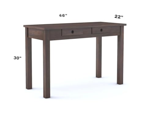 Image of Solid Sheesham Wooden Study Table & Desk with Drawer for Office and Home | Computer Laptop Table | Reading & Writing Desk | Laptop Desk (Walnut E)