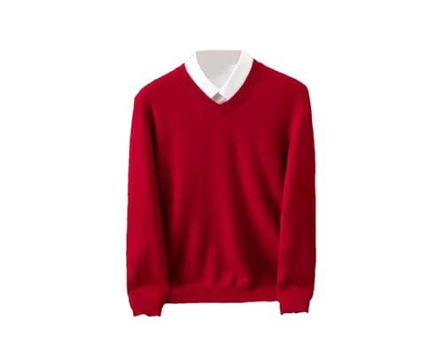 Hamthuit Men V-Neck Slim Fit Pullover Men's Long Sleeved Solid Color Business Casual Jumper Sweater Basic Warm Knit Sweater