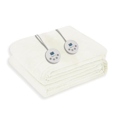 Image of Wapaneus Heated Blanket Electric Queen Size 84 inchx90 inch-Dual Control with 10 Heat Levels 12 Timer Settings and 8 Hours Auto-Shut Off,Fast-Heating Electric Blanket,ETL Listed Machine Washable,Ivory