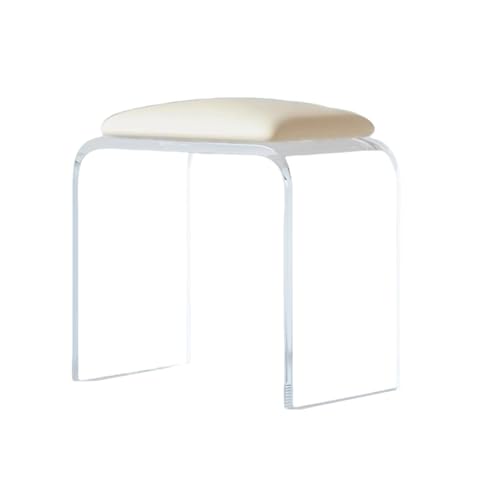 Taburete acrílico con cojín impermeable, silla versátil para maquillaje, ducha, cambio de zapatos, ideal para entradas, comedores, dormitorios, baños