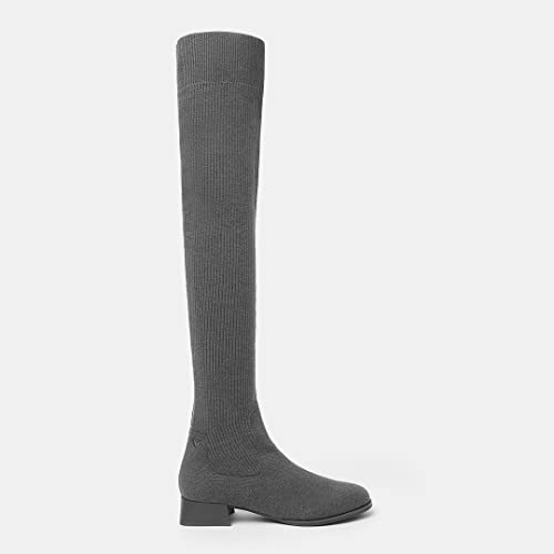 Vivaia Madeline Women's Fashion Round Toe Over Knee Boots Above The Knee High 58Cm/22.83" Shaft Height Booties 30Mm/1.18" Heels Wool-Woven Fabric Warm Shoes Dress Jeans Thick Socks Skirt Winter Fall Boots Best For 5-20℃(41-68°F) #TOP1