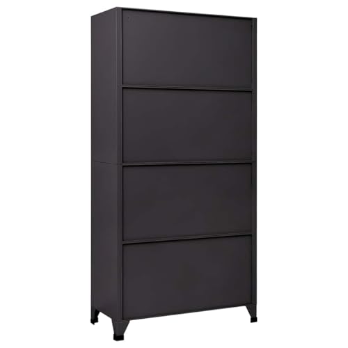 Armoire de rangement en acier durable finition anthracite et blanc - 6