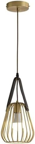 Suspension en laiton vintage avec cuir pour ambiance chaleureuse