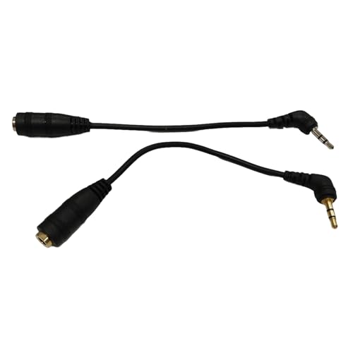 Adaptador de audio estéreo 2.5mm macho a 3.5mm hembra ángulo 90° miniatura 6