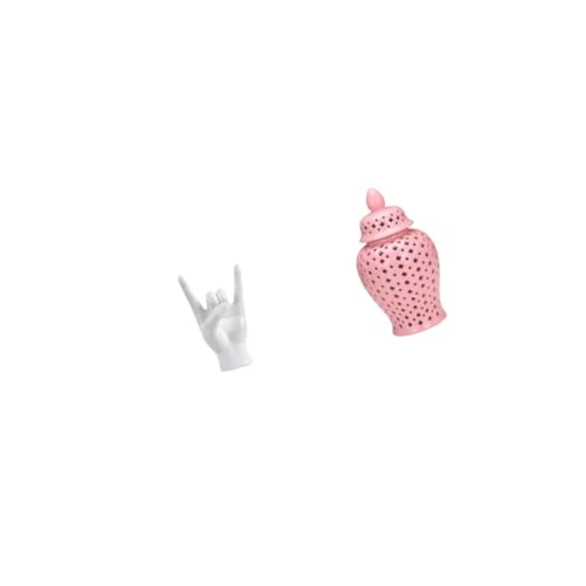 Rock Hand Gesture Statue Ceramic Ginger Jar