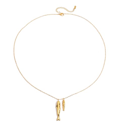 Beach Necklaces for Women - Gold Fish Pendant Necklace, Waterproof Ocean Summer Beach Jewelry