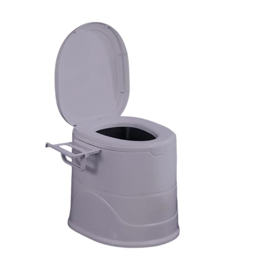 [RVTENRIO] Portable Travel Toilet, Suitable for Adult Use - Easy-to-clean Hygienic Camping Toilet with Lid and toilet paper - Ideal for Tents, Caravans, Outdoor Adventures and Hiking (Gray)