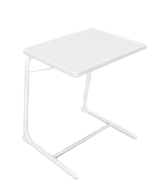 Portable Table Adjustable Folding, Lounge, Bedroom Furniture, Living, Tv, Multi Function Office Picnic Garden Laptop Stand Care Home Office Camper Van Caravan Camping (White Without Cup Holder)