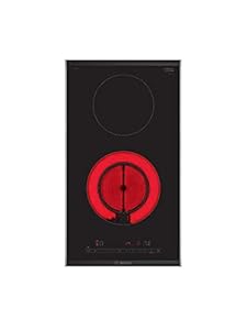 Bosch PKF375FP2E Serie 6 Domino-Glaskeramik-Kochfeld, 30 cm breit, PowerBoost schnelleres Kochen, DirectSelect intuitive Bedienung, ComfortProfil elegant dekorloses Design, Kindersicherung, Schwarz