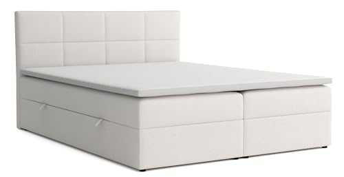 VENASI Betty Boxspringbett 140x200 mit Bettkästen und Matratze H2/H3 (Beige, 180 x 200 cm)