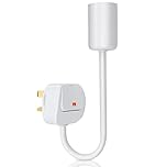 E27 Bulb Holder with UK Plug, Lamp Holder with On/Off Switch Plug in Wall Light Socket Adapter, Extension Screw Lamp White Metal Lamp Base for Bedroom, Kitchen, Office(Without Bulb)