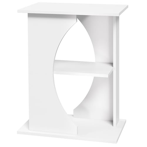 MAHANCRIS 38-76 L Aquariumständer, 3-stufiges Aquariumregal, 136 kg Belastbar, Fischtankständer mit Ablage, 60 x 30 x 60 cm, Fischtankständer mit Ablage, für Wohnzimmer, Büro, Weiß AFTWT7001