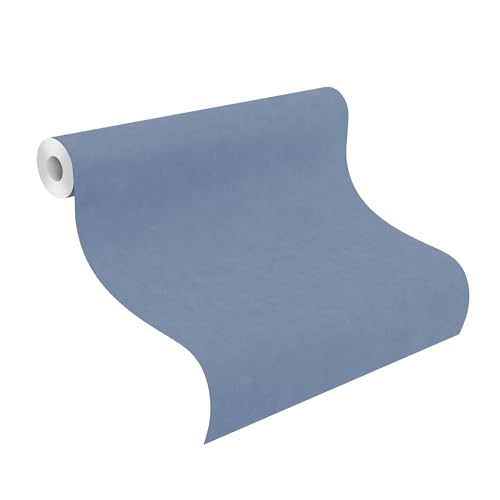 Papier peint intissé bleu clair uni aspect lin Rasch Paraiso - 4