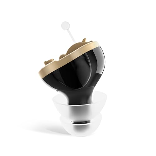 Digital Hearing Amplifier - Invisible in Canal (CIC) in-Ear Mini Sound Enhancer Set, Near-Invisible, Noise Cancelling, Personal Sound Hearing Amplifier - Black, Left Ear