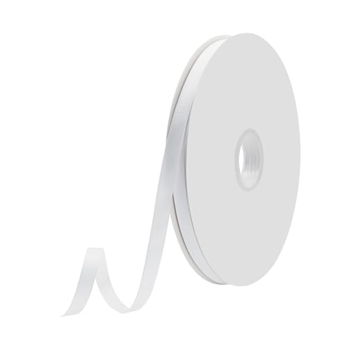 Maclemon 3/8 Inch x 100yds White Grosgrain Ribbon White Ribbon for Gift Wrapping Very Suitable for Weddings Decoration Bouquet Arts Craft Sewing Hair Bow Invitation
