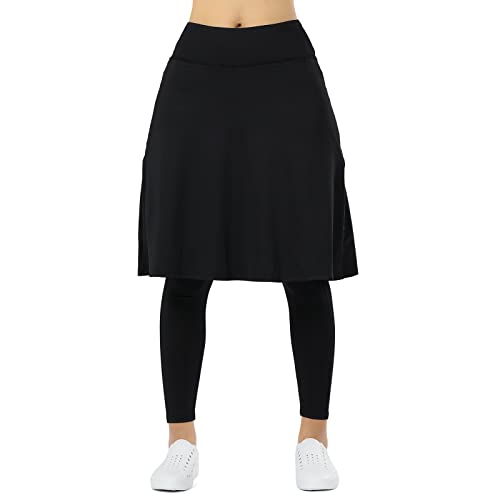 Women Athletic Knee Length Skirts with Full Length Leggings,Skorts Leggings&Skirted Leggings Skorts Women2