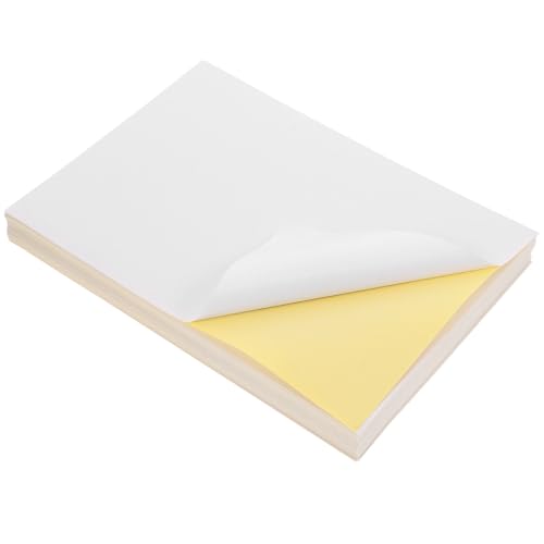 HAKIDZEL 100 Hojas Papel Adhesivo de Vinilo para Impresora de Vinilo Reutilizable Diseño Ligero Autoadhesivo Resistente al Desgarro para Organización en Oficina y Etiquetas de Precios
