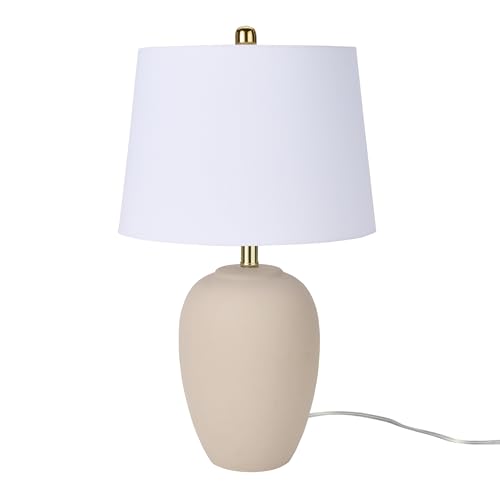 Image of Nourison Home 23 inch Light Pink Ceramic Jar Table Lamp for Bedroom, Living Room, Dining Office, with White Shade (Pack of 1)