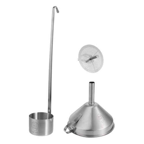 KOCKSHION 304 Stainless Steel Wine Ladle and Funnel Set Wide Mouth Strainer Funnel Long Handle Ladle for Pouring Measuring Liquids