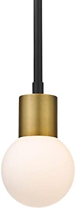 Z-Lite 621MP-MB-FB Neutra Mini Pendant, 1-Light 60 Watts, Matte Black and Foundry Brass