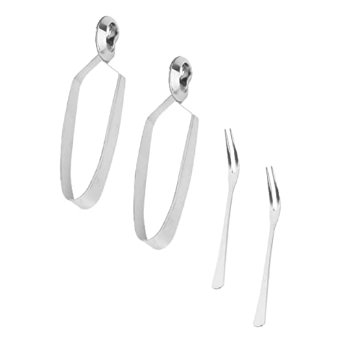 INOOMP 4 pièces Lot Pinces et Fourchettes Escargots Inox Brûlure Design Ergonomique pour Fruits de Mer et Escargots Ustensiles de Table et Stables