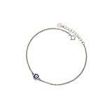 PERIMADE Tobilleras de mal de ojo para mujer, impermeables, de plata de ley 925 maciza, pulsera de tobillo de ojo azul de la suerte, chapada en oro, cadena ajustable, joyería delicada de playa para