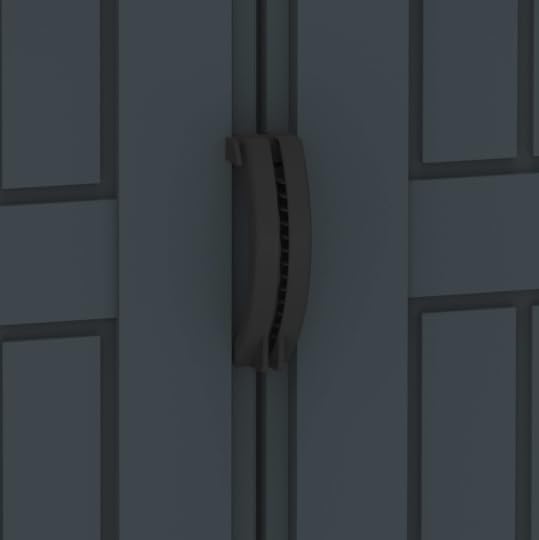 Close-up of the door handle on the DURAMAX Storemax Plus shed, showing the design and padlock eye.