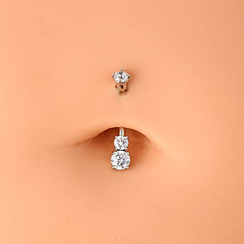 Oufer 14K Solid Gold Belly Navel Button Ring Clear 5A Cubic Zirconia Design Belly Rings Piercing Jewelry #TOP3