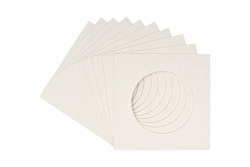 Oyster Shell White Acid Free 13x13 Circle Picture Frame Mat with White Core Bevel Cut for 9x9 Pictures - Fits 13x13 Frame - Pack of 1 Matboard Show Kit With Acid Free Backing & Clear Bag