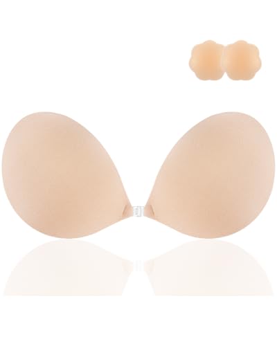 Image of Niidor Adhesive Bra Strapless Ultra Sticky Invisible Push up Silicone Bra Multiple Colors Sizes Reusable for Backless Dress
