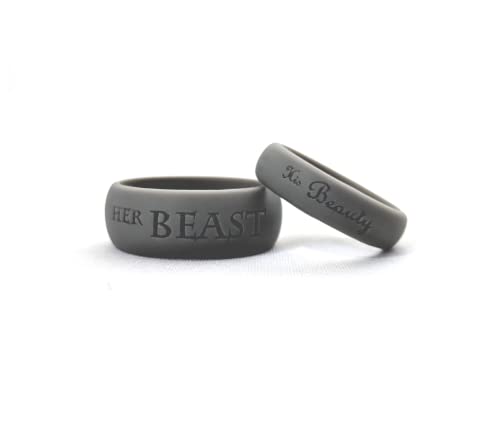 Aera Customized His & Hers Silicone Wedding Band Set - Engrave Any Text, Symbol, Image - Ships Next Day #TOP2