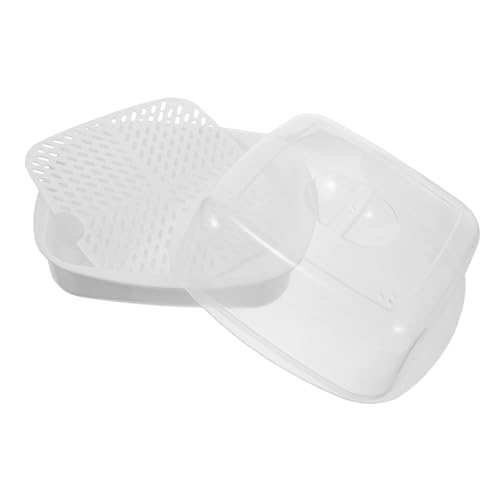iplusmile Cesta Vapor Microondas Multiusos Blanca Resistente Alta Temperatura Tapa Transparente Refrigerador y Horno Microondas Soporte para Cocinar al Vapor Doméstico