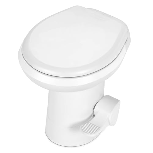 YITAHOME RV Toilet with Foot Pedal Flush, High Low Profile Gravity Camper Toilet, for Car Motorhome Caravan Trip Travel, White