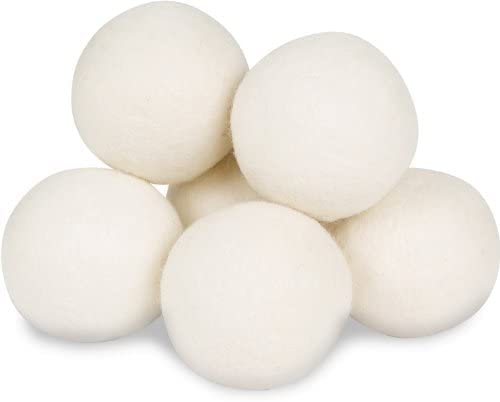 TFixol Paquete de 6 bolas de lana orgánicas reutilizables hechas a mano sin pelusas, suavizante de tela marrón claro bajo M