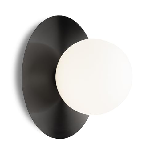 Edwarmlux 1 Light Wall Sconce, Mid Century Modern Globe Wall Sconce, Ceiling Light Fixture, Vanity Light Fixture, Indoor Wall Light for Living Room Bedroom Hallway Bathroom Entry (Matt Black)