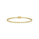 Homxi Pulseras de Oro para Mujer 9 Kilates, Cadena con Diamante de 2,5 ct, Cadena 19 CM, Pulsera de Oro Mujer