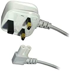 Mr.Gadget Solutions 3m Long UK Mains Power Lead Cable compatible with SAMSUNG 4k UHD TV Fig 8 2 Pin Angled - White