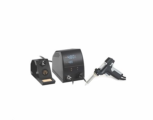 Stazione Dissaldante EMPOTEC EM-8965 ESD per Dissaldare Componenti Elettronici 140W Temperatura Controllata 160-480° Aspira Succhia Stagno Pompa Aria e Pistola per Dissaldatura 24V 80W con Supporto