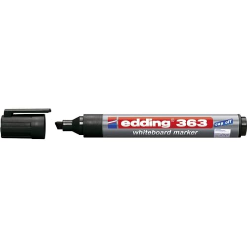 edding 363 whiteboard marker - black - 1 whiteboard pen - chisel tip 1-5 mm - whiteboard pen dry wipe - for whiteboards, flipcharts, pinboards, magnetic and memo boards - sketchnotes - refillable