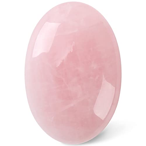 CASMON Rose Quartz Oval Palm Stones, Pocket Worry Stone for Anxiety Stress Relief Therapy, Natural Polished Energy Stone Healing Crystal (1PC)