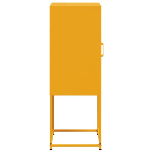 Armario de cocina mostaza de 36x39x107 cm con dos compartimentos de acero resistente 8