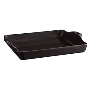Emile Henry, Charcoal Focaccia Bread Pan/Detroit Style Pizza Dish, 15.9 x 12.4 x 2.7in