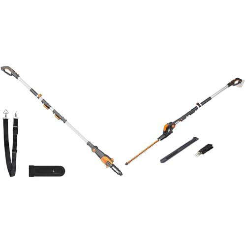 WORX - Elagueuse/tronçonneuse sur tige télescopique 20V - WG349.9 -⌀ 20 cm & Taille-haies électrique sans fil - Taille-haies Télescopique - Léger et...