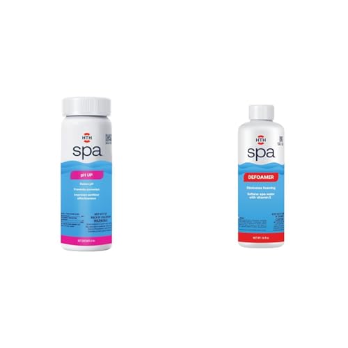 HTH Spa 86133 pH Up, Spa & Hot Tub Chemical Raises pH, Prevents Corrosion, 2 lbs & Spa 86116 Defoamer, Spa & Hot Tub Chemical Eliminates Foaming, Softens Water, 16 oz