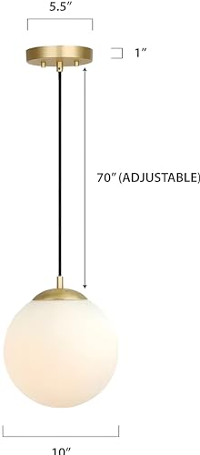Image of Golden Metal & Glass Hanging Pendant Light, Ball Shaped, E27 Bulb Holder, for Living Room, Bedroom (Without Bulb, 1, Pack)