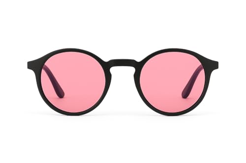 Image of Sleepaxa FL-41 Glasses for Migraine & Light Sensitivity | Trusted FL-41 Formula | Comfort Tint | Affordable Relief | Rose-Tinted Lenses with Blue Block Filter for Soothing Everyday Protection | Round