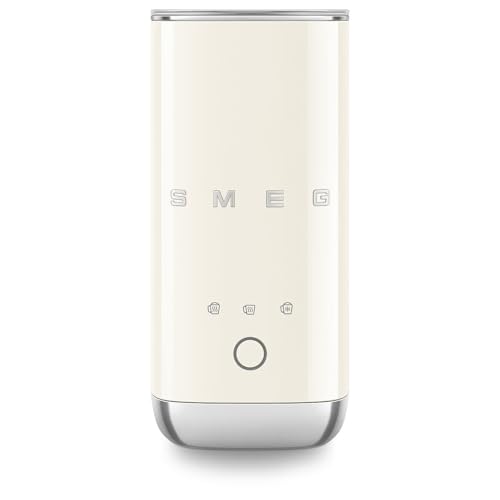 SMEG MFF02 Retro Style Mini Electric Milk Frother Automatic Hot and Cold Foam Maker for Cappuccino Latte & Specialty Coffee 500W One-Button Operation Compact Design Coffee Accessory-Cream