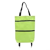 Rehoetom Carrito de la compra plegable con bolsa, carrito de compras ligero y reutilizable para el hogar, comestibles, lavandería y picnic, material de tela Oxford con ruedas suaves (verde)